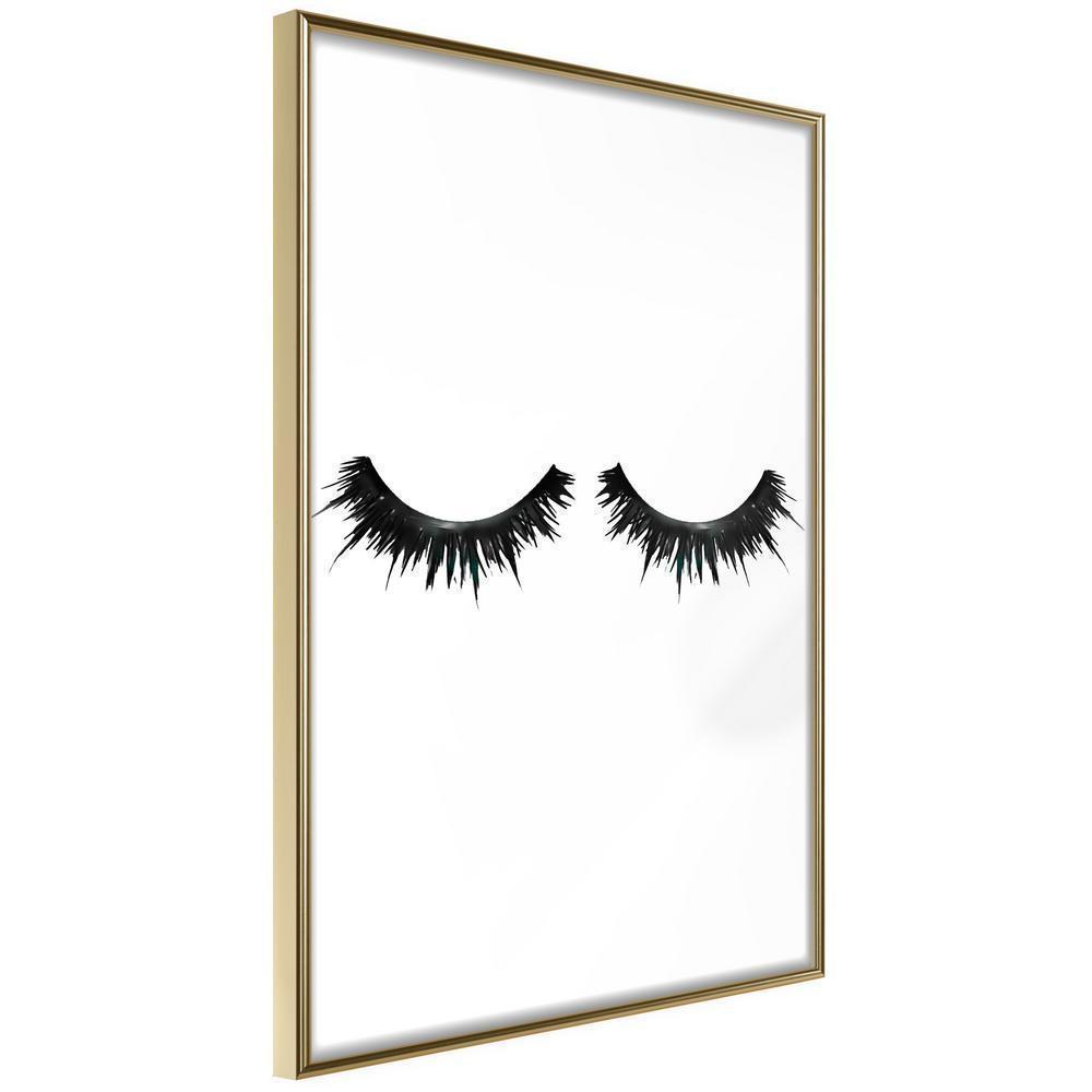 Black and White Framed Poster - False Eyelashes-artwork for wall with acrylic glass protection
