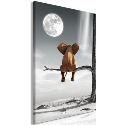 Canvas Print - Elephant and Moon (1 Part) Vertical-ArtfulPrivacy-Wall Art Collection
