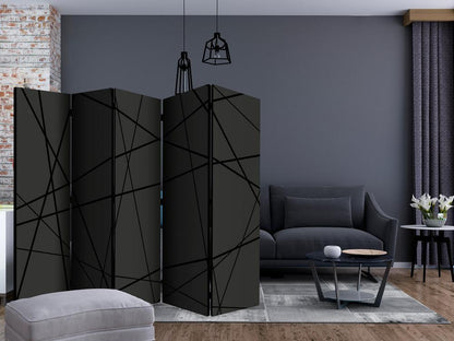 Room Divider - Dark Intersection II- A 5 Panel Folding Screen For Living rooms, bedrooms or home office, decorative folding screen made with wood and canvas