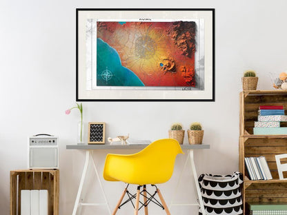 Wall Art Framed - Raised Relief Map: Rome-artwork for wall with acrylic glass protection
