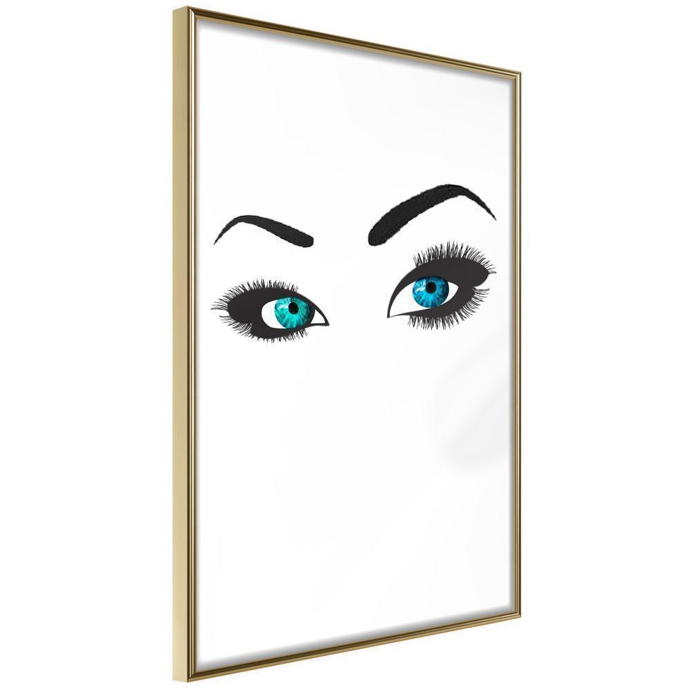 Black and White Framed Poster - Piercing Gaze-artwork for wall with acrylic glass protection