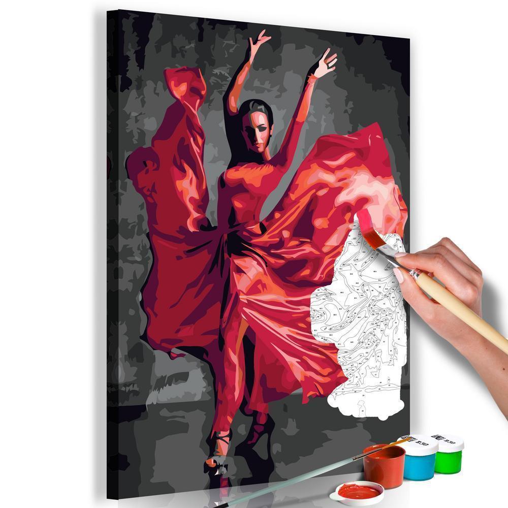 Start learning Painting - Paint By Numbers Kit - Red Dress - new hobby