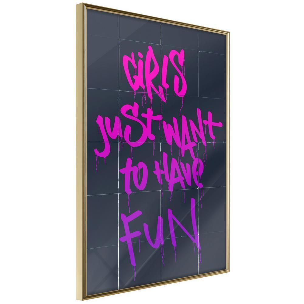 Typography Framed Art Print - What Girls Want-artwork for wall with acrylic glass protection
