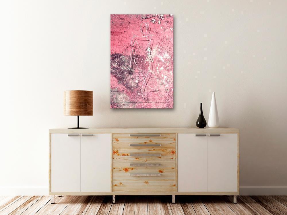 Canvas Print - Figure on Pink Background (1-part) - Female Silhouette in Marble-ArtfulPrivacy-Wall Art Collection