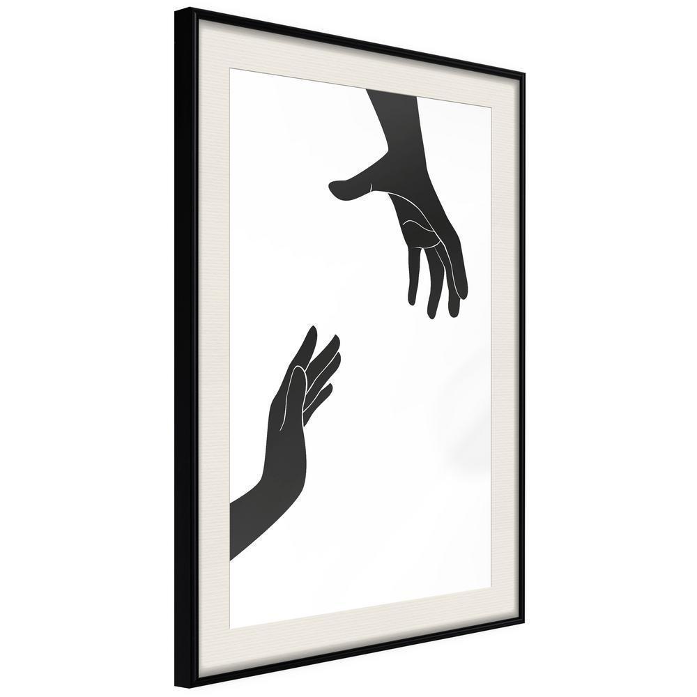 Black and White Framed Poster - Language of Gestures II-artwork for wall with acrylic glass protection
