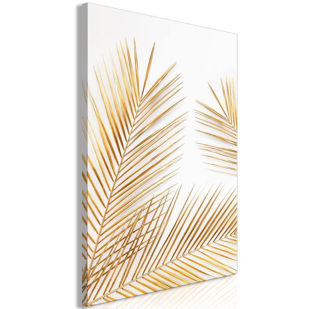 Canvas Print - Golden Palm Leaves (1 Part) Vertical-ArtfulPrivacy-Wall Art Collection