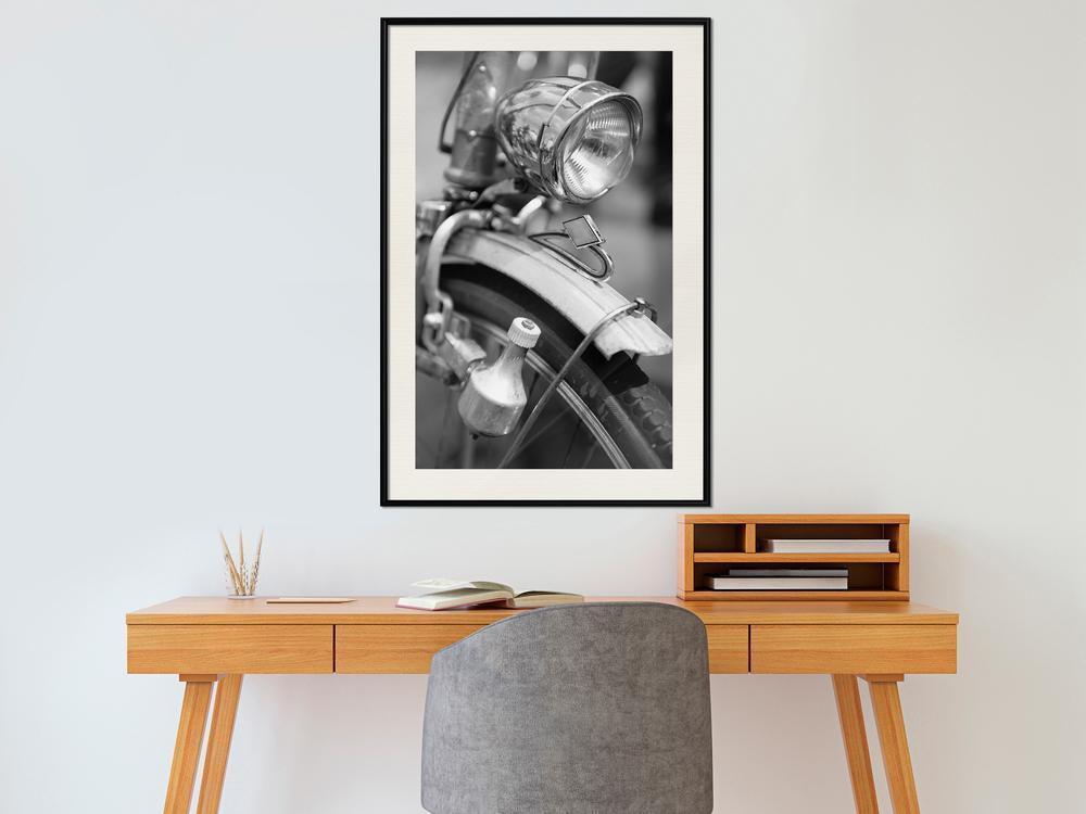 Black and White Framed Poster - Lamp and Dynamo-artwork for wall with acrylic glass protection
