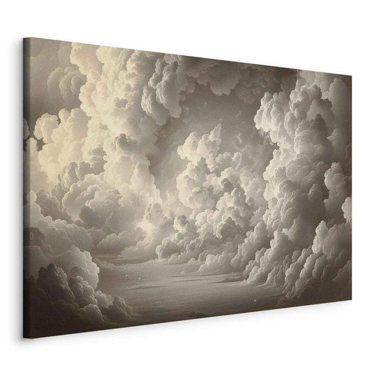 Impression sur toile - Murmure de nuages illuminés : doux jeu de lumière dans le théâtre des cieux