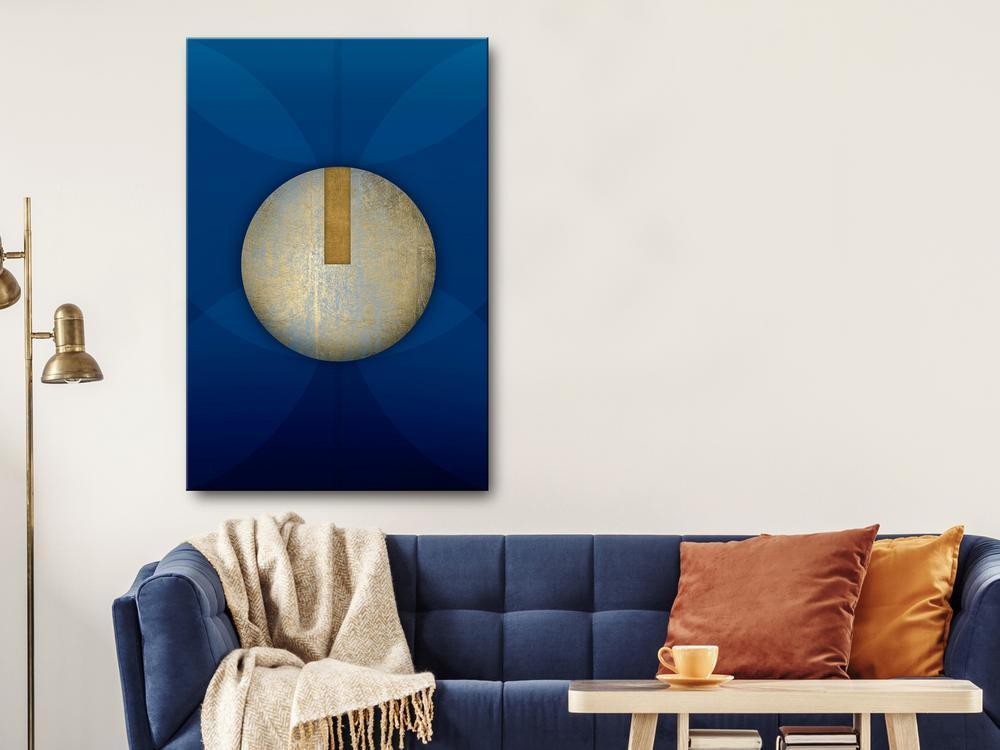 Canvas Print - In the Shadow of Classic Blue (1-part) - Golden Circle in Abstraction-ArtfulPrivacy-Wall Art Collection