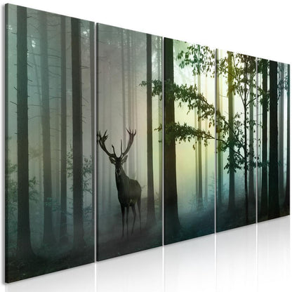 Canvas Print - Morning (5 Parts) Narrow Green-ArtfulPrivacy-Wall Art Collection