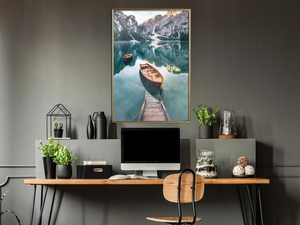 Framed Art - Lake in a Mountain Valley-artwork for wall with acrylic glass protection