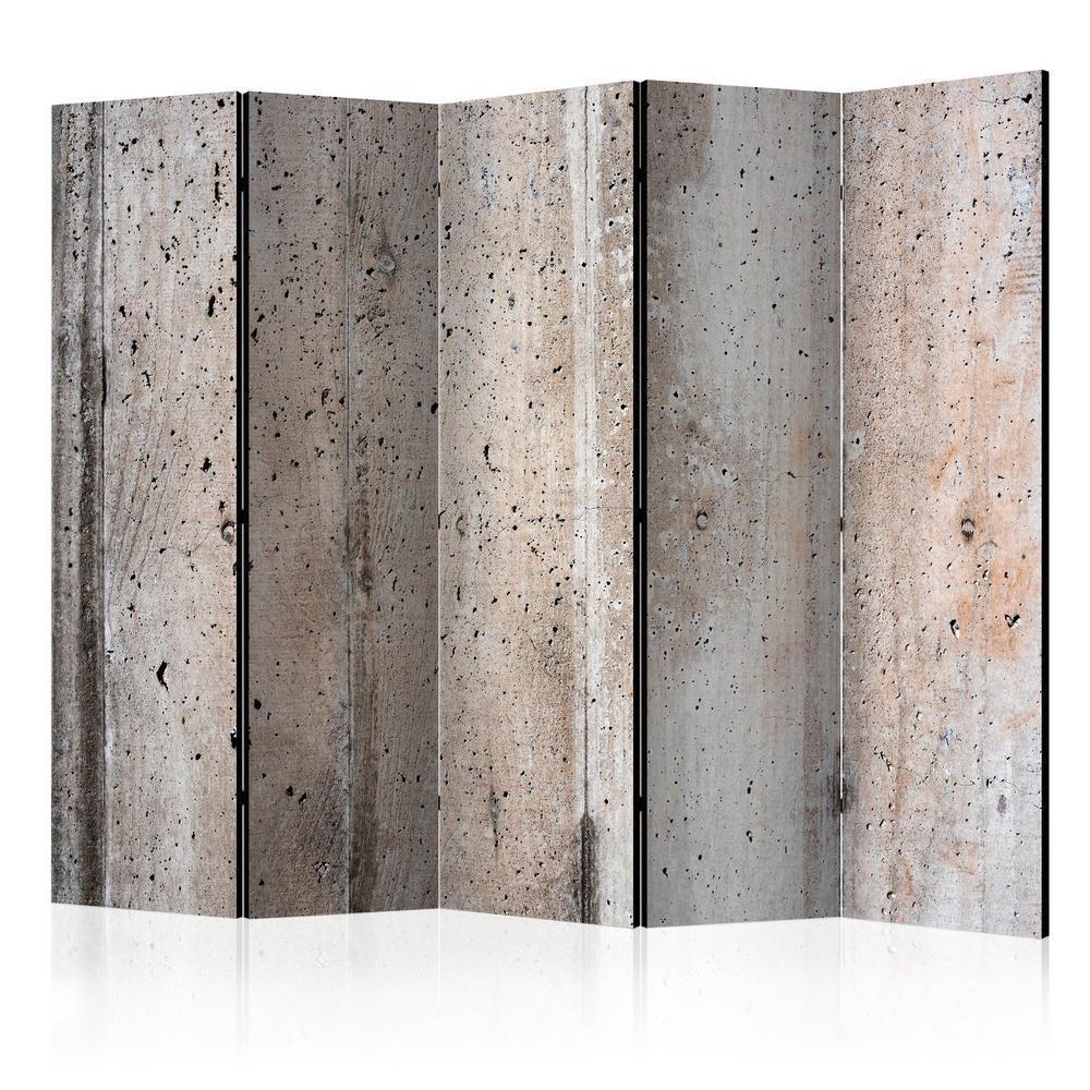 Room Divider - Old Concrete II- A 5 Panel Folding Screen For Living rooms, bedrooms or home office, decorative folding screen made with wood and canvas