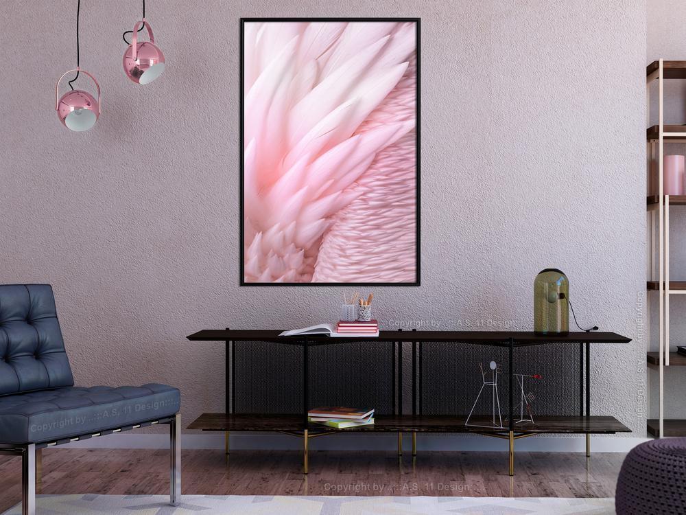 Abstract Poster Frame - Pink Feathers-artwork for wall with acrylic glass protection