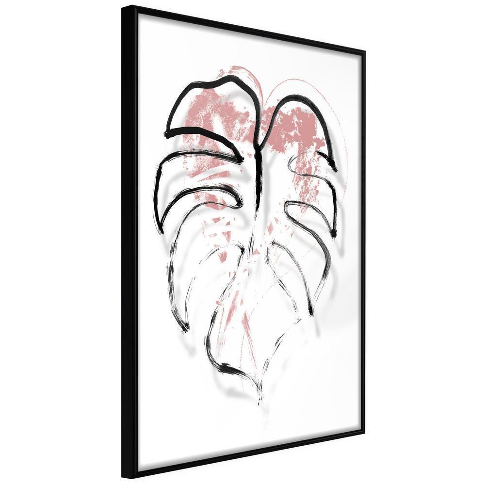 Botanical Wall Art - Black Leaf Outline-artwork for wall with acrylic glass protection