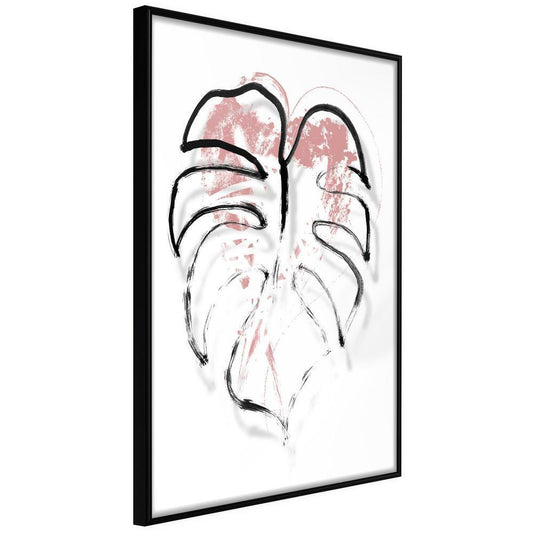 Botanical Wall Art - Black Leaf Outline-artwork for wall with acrylic glass protection