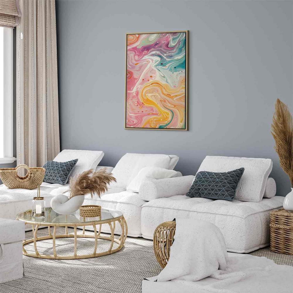 Canvas Print - Colorful Chaos - Dynamic Shapes in Shades of Pink Yellow and Blue