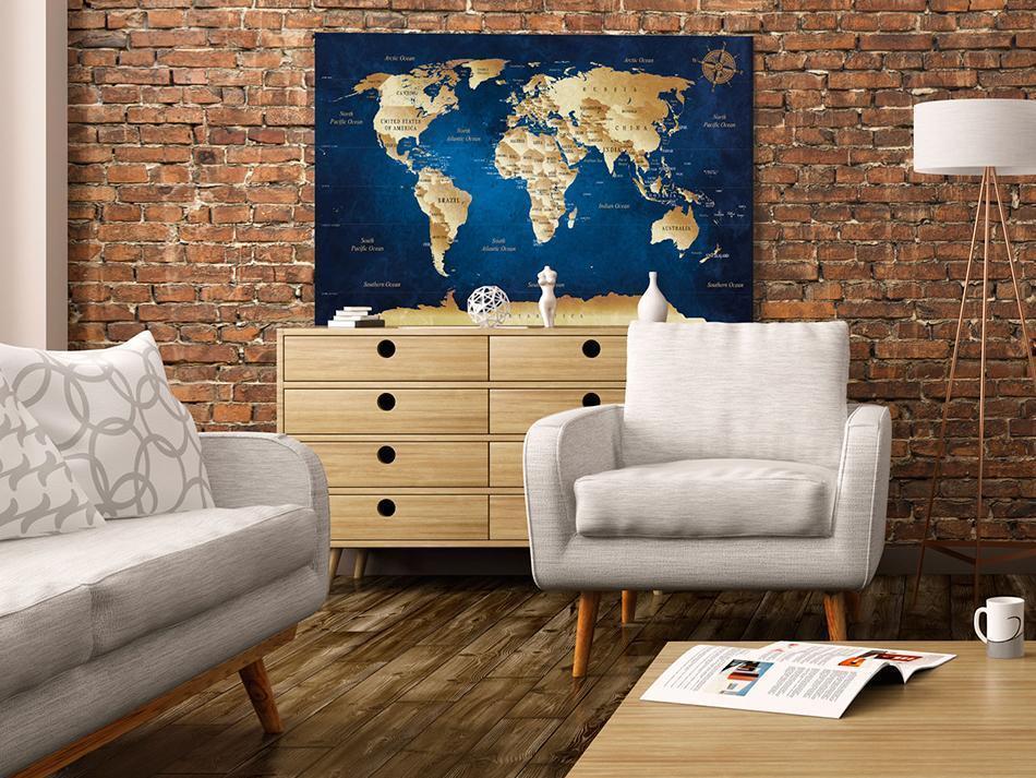 Canvas Print - World Map: The Dark Blue Depths-ArtfulPrivacy-Wall Art Collection