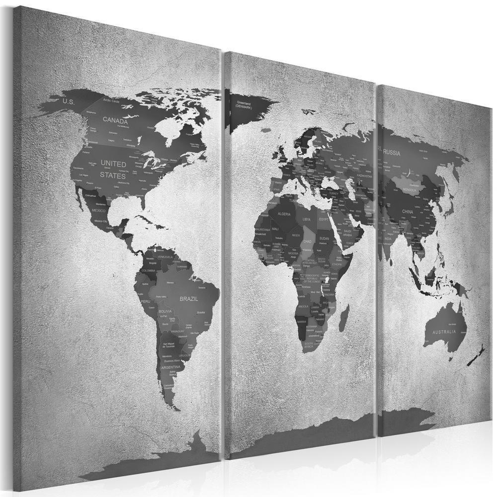 Canvas Print - Map on Concrete (3 Parts)-ArtfulPrivacy-Wall Art Collection