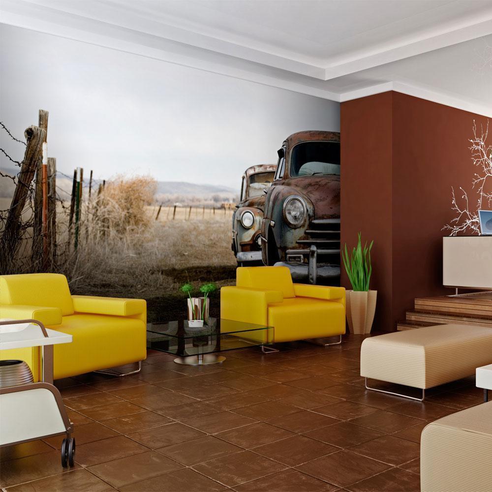 Wall Mural - Two old American cars-Wall Murals-ArtfulPrivacy