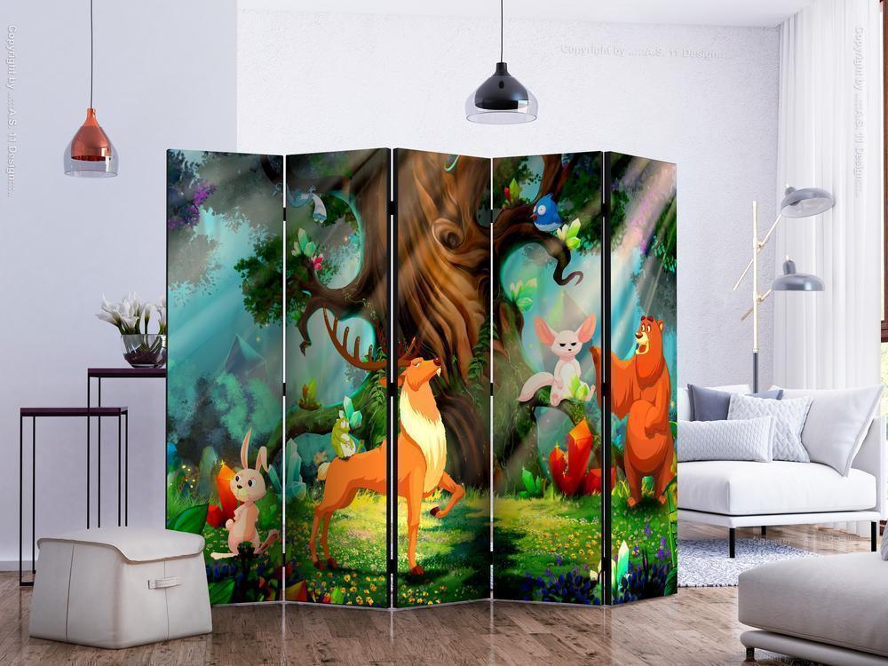 Decorative partition-Room Divider - Bear and Friends II-Folding Screen Wall Panel by ArtfulPrivacy