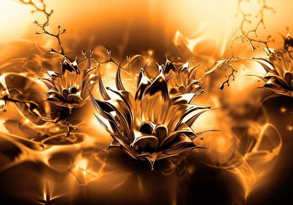 Wall Mural - Oily Flower (Orange)-Wall Murals-ArtfulPrivacy