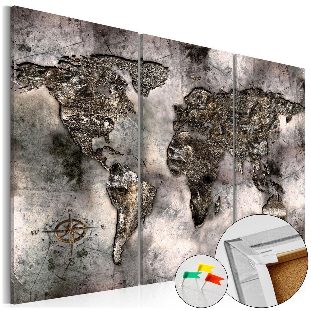 Cork board Canvas with design - Decorative Pinboard - Opalescent Map-ArtfulPrivacy