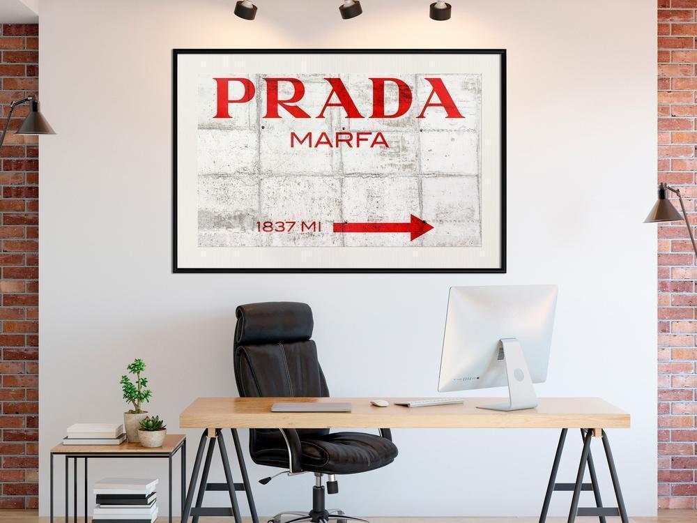 Typography Framed Art Print - Prada (Red)-artwork for wall with acrylic glass protection
