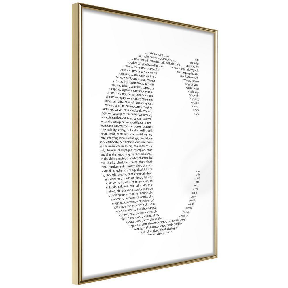 Typography Framed Art Print - Capital C-artwork for wall with acrylic glass protection