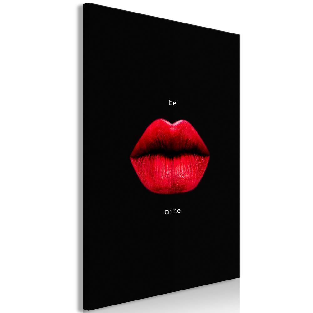 Canvas Print - Red Lips (1-part) - Black Background with English Text-ArtfulPrivacy-Wall Art Collection