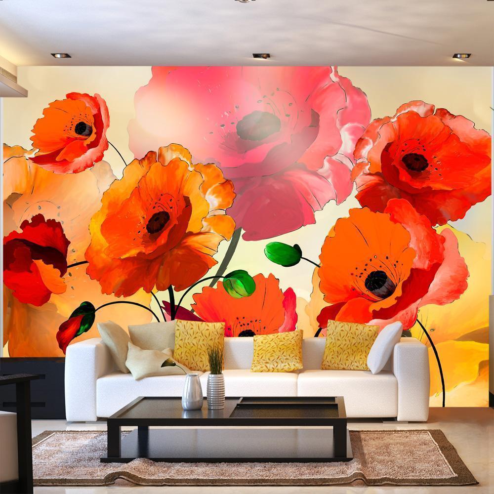 Wall Mural - Velvet Poppies-Wall Murals-ArtfulPrivacy