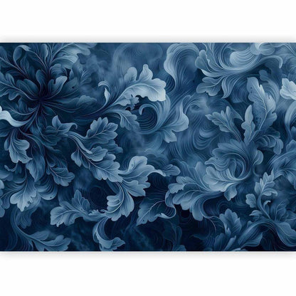 Peinture murale - Ornements abstraits : feuilles victoriennes bleu foncé