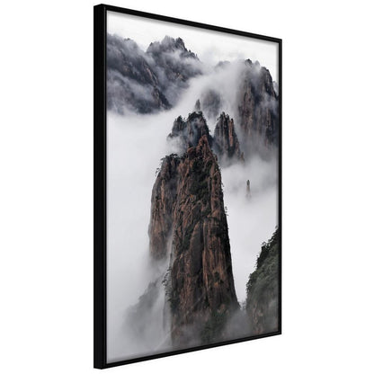 Framed Art - Clouds Pierced by Mountain Peaks-artwork for wall with acrylic glass protection