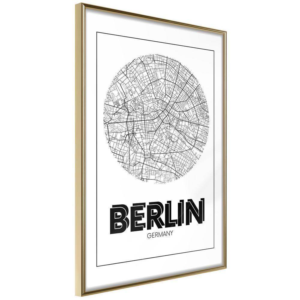 Wall Art Framed - City Map: Berlin (Round)-artwork for wall with acrylic glass protection