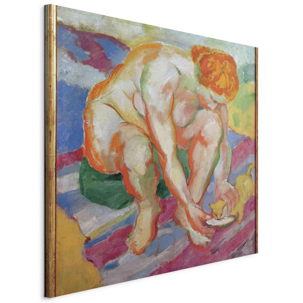 Canvas Print - Nude with cat (Franz Marc)