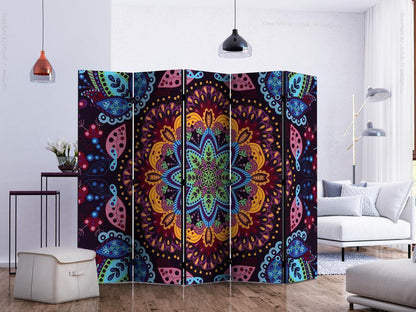 Decorative partition-Room Divider - Colourful Kaleidoscope II-Folding Screen Wall Panel by ArtfulPrivacy