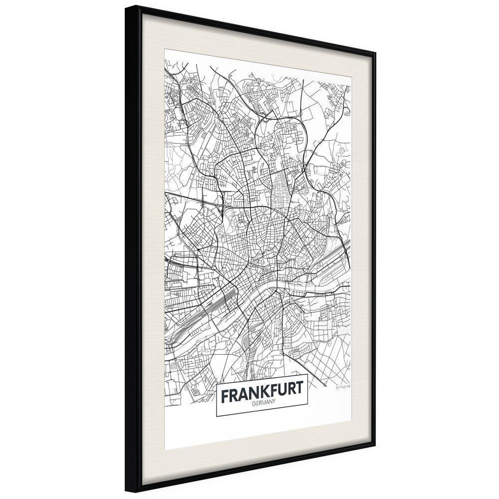 Wall Art Framed - City map: Frankfurt-artwork for wall with acrylic glass protection
