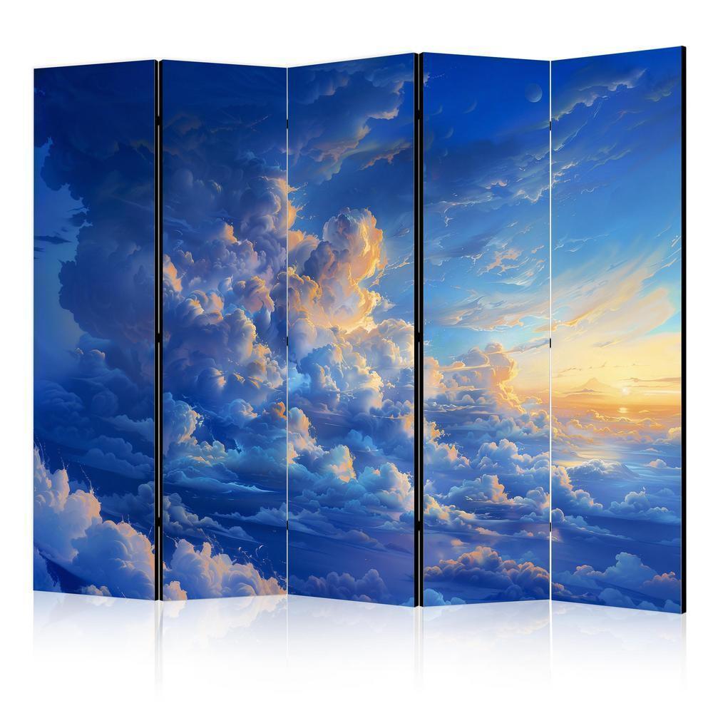 Room Divider - When the Sky Becomes a Canvas: Artistic Work of Nature in the Clouds- A 5 Panel Folding Screen For Living rooms, bedrooms or home office, decorative folding screen made with wood and canvas