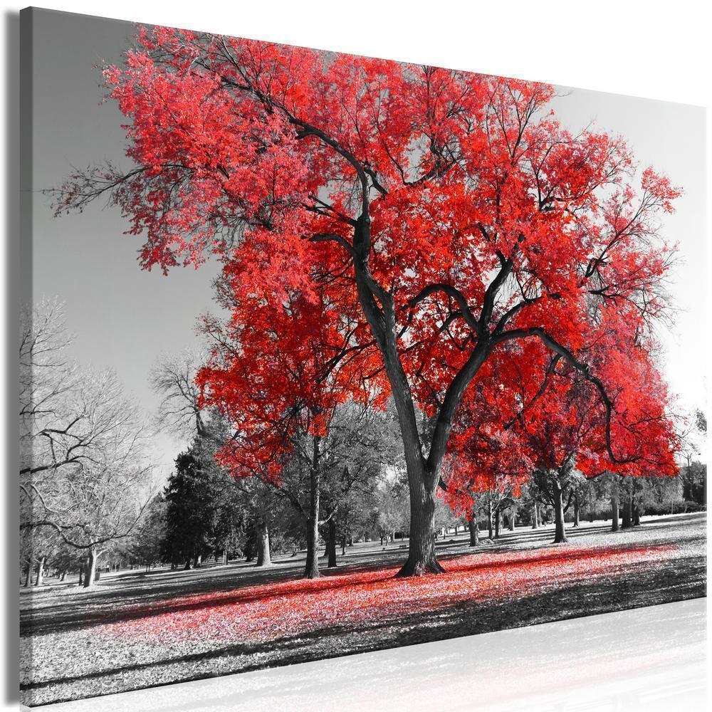 Canvas Print - Autumn in the Park (1 Part) Wide Red-ArtfulPrivacy-Wall Art Collection