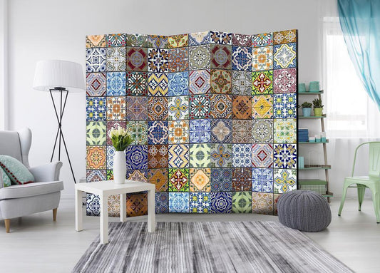 Decorative partition-Room Divider - Colorful Mosaic II-Folding Screen Wall Panel by ArtfulPrivacy