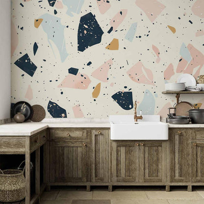 Wall Mural - Terrazzo with Large Scaled Stones in Subdued Colors