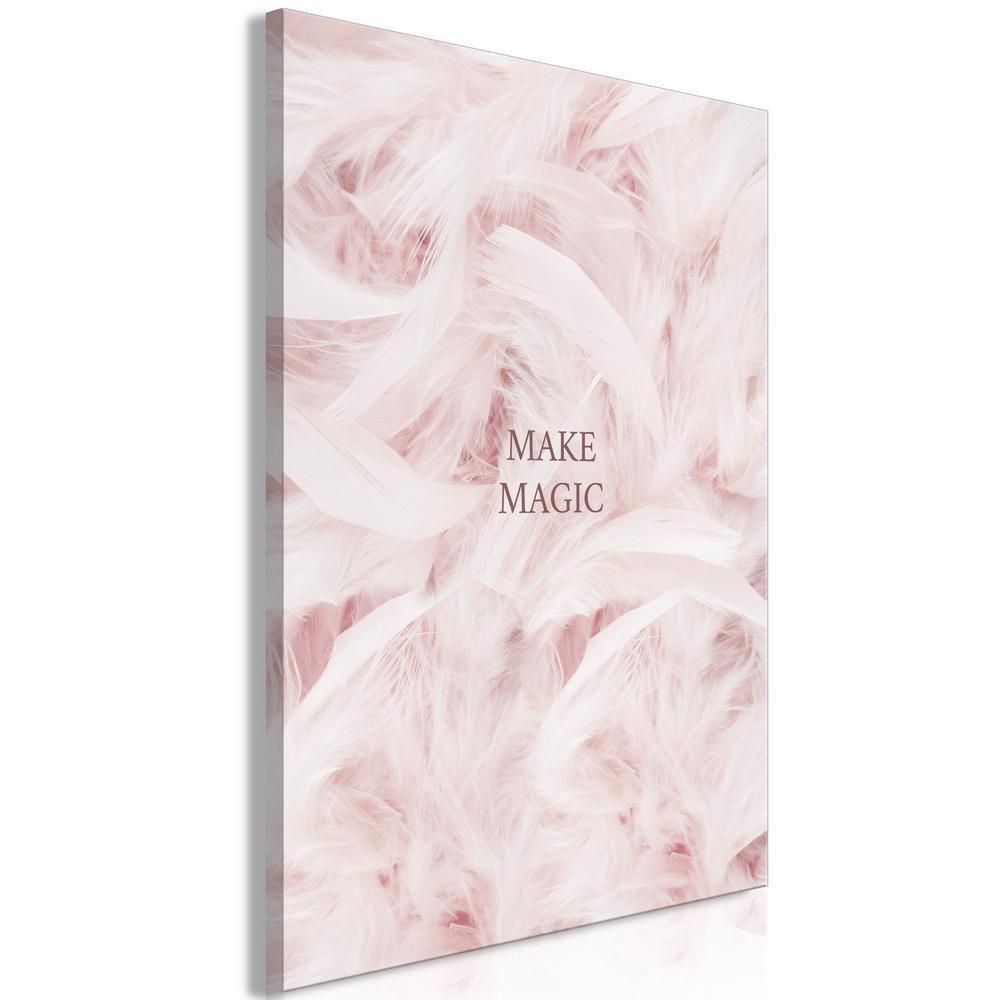 Canvas Print - Pink Feathers (1 Part) Vertical-ArtfulPrivacy-Wall Art Collection