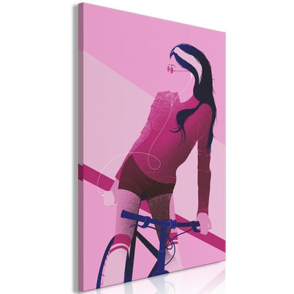 Canvas Print - Woman on Bicycle (1 Part) Vertical-ArtfulPrivacy-Wall Art Collection