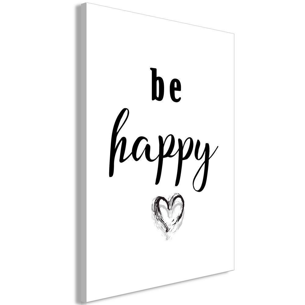 Canvas Print - Be Happy (1 Part) Vertical-ArtfulPrivacy-Wall Art Collection