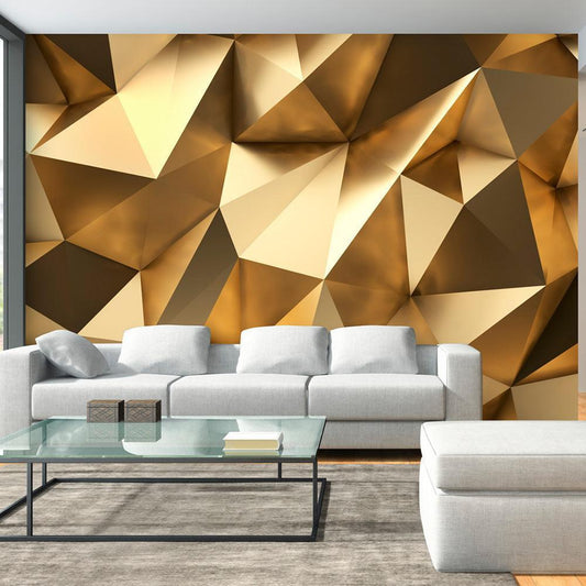 a metallic wallpaper with gold color and texture effect in a living room
