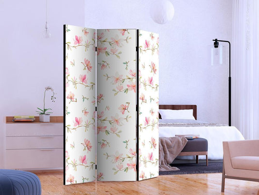 Decorative partition-Room Divider - Fresh Magnolias-Folding Screen Wall Panel by ArtfulPrivacy