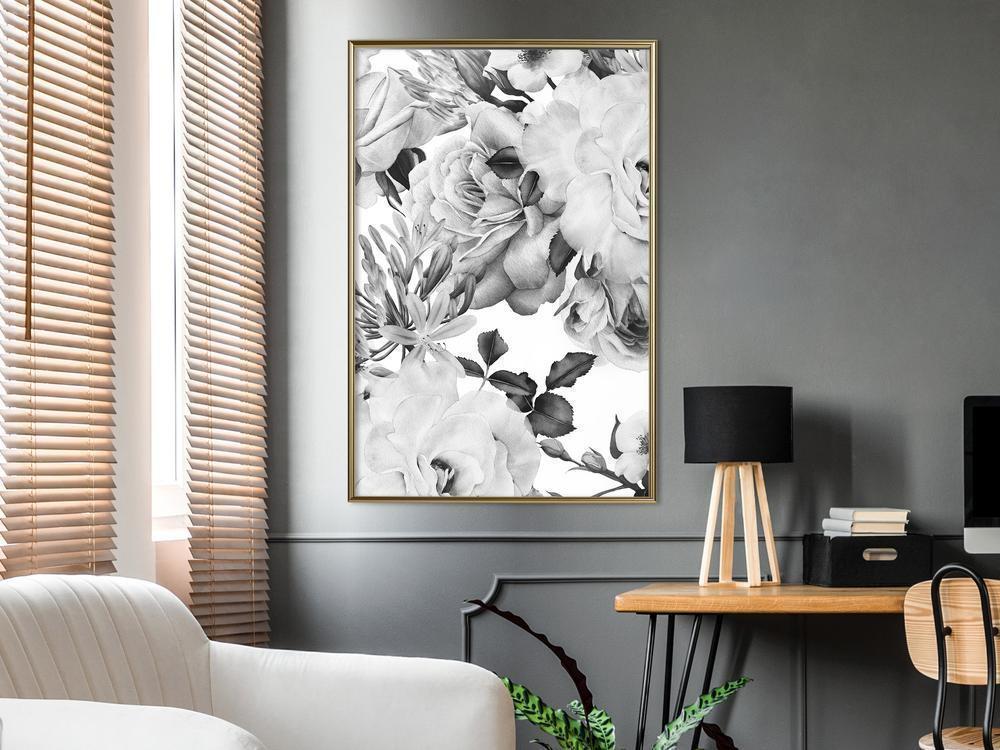 Botanical Wall Art - Black and White Nature-artwork for wall with acrylic glass protection