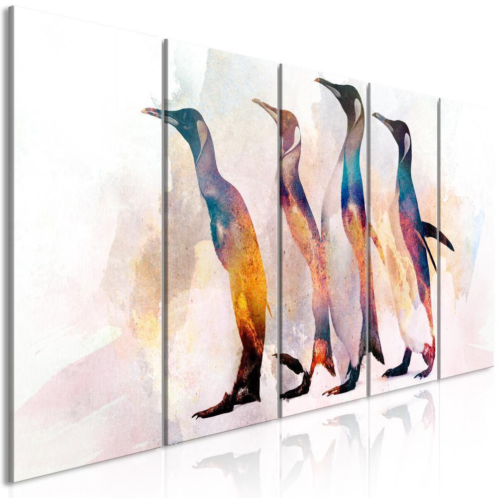 Canvas Print - Penguin Wandering (5 Parts) Narrow-ArtfulPrivacy-Wall Art Collection