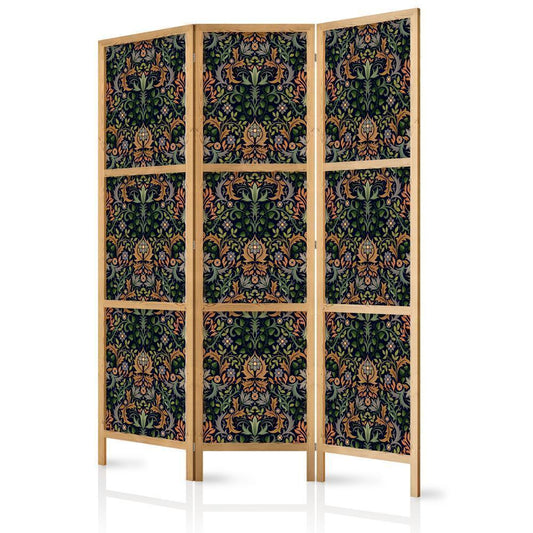 Japanese Room Divider - Baroque Ornaments in Patinated Gold and Browns - Retro Motif