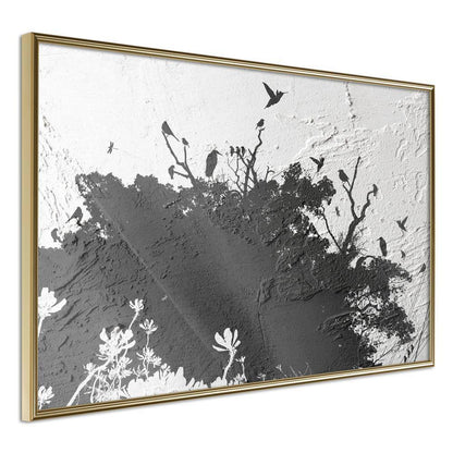 Black and White Framed Poster - Escaping the Darkness-artwork for wall with acrylic glass protection