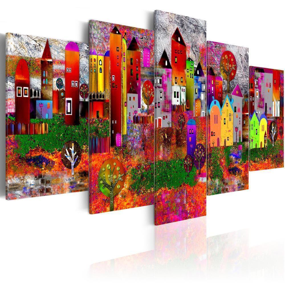 Canvas Print - Colourful Small Town-ArtfulPrivacy-Wall Art Collection